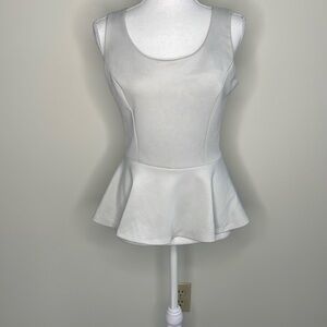 Needle & Thread Flared Light Gray Peplum Top. Medium
